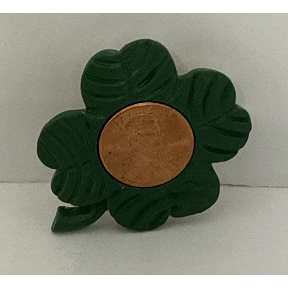Lucky Penny 4 Leaf Clover Pinback